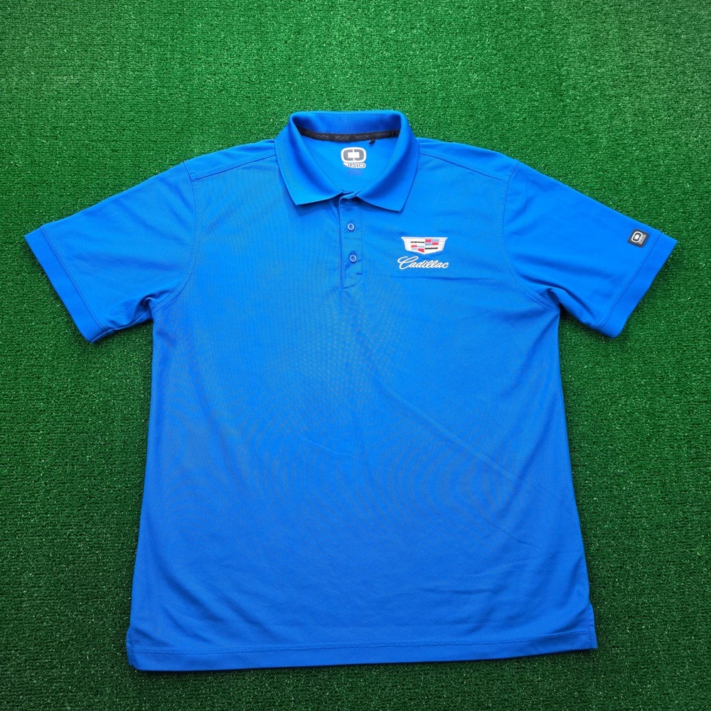 OGIO Endurance Cadillac Crest Performance Golf Polo Shirt Mens Large Blue